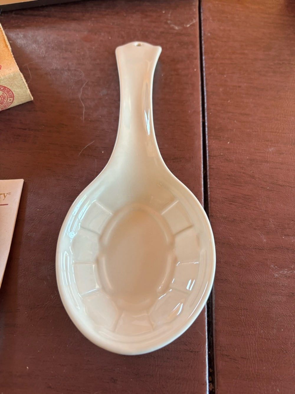 Longaberger NIB Woven Traditions Ivory pottery spoon rest